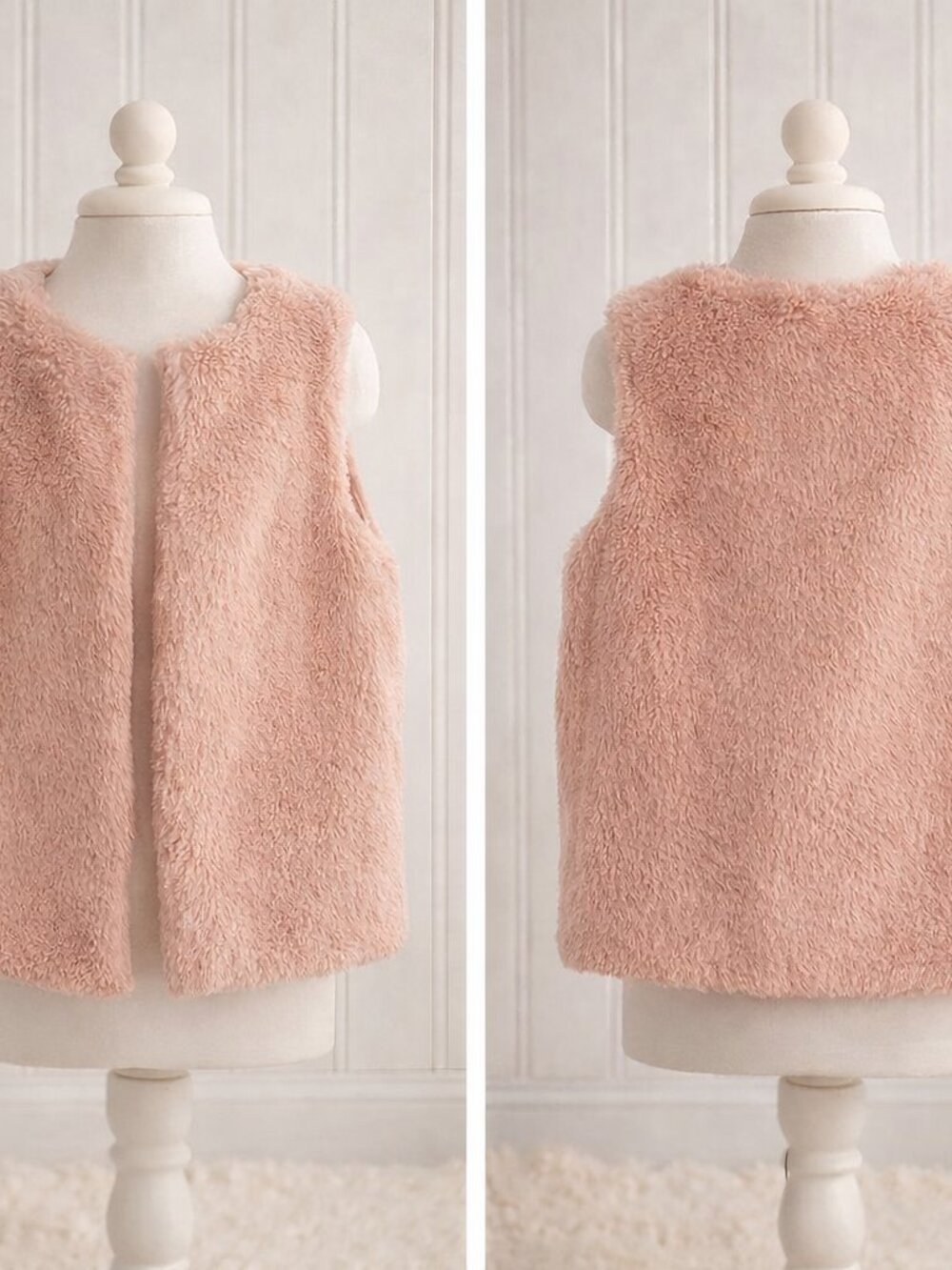 Kate Mack Faux Fur Vest • Toddler Girl 2T • Blush Pink Cozy Winter Layer